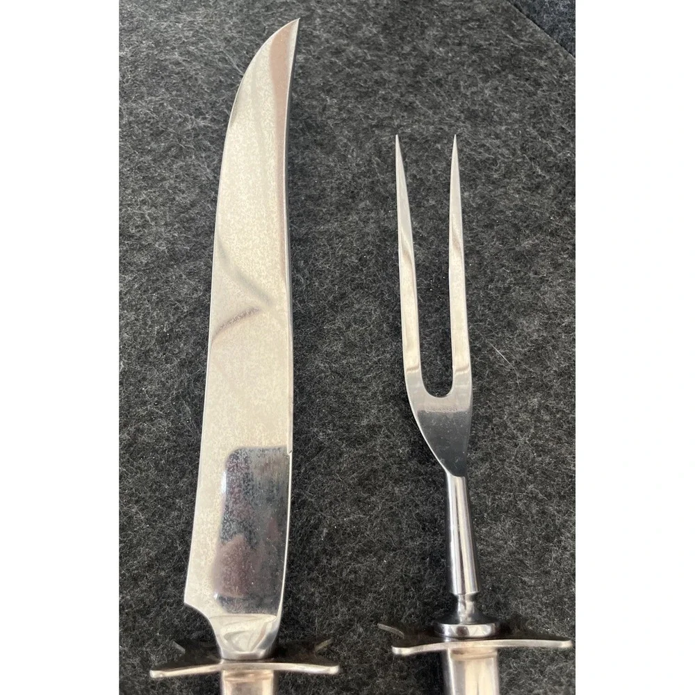 Vintage 1950s DAFFODIL CARVING SET by 1847 Rogers Silverplate Knife Fork 10 1/2